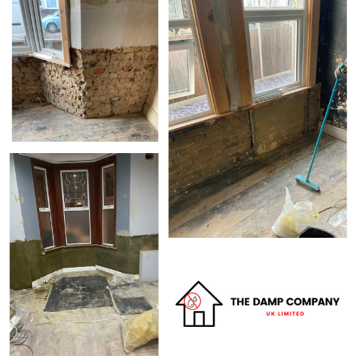 3 images of Dam proofing work done by The Damp Company UK